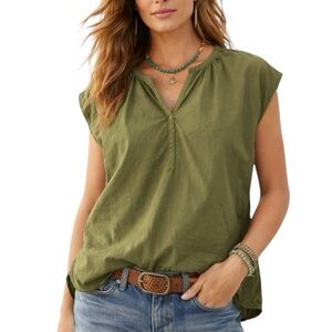The Oph.ilus Organic Cotton Poplin Olive Green Boxy Top